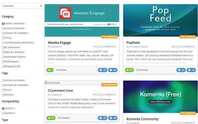 适合Joomla4.2+的免费评论系统